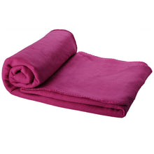 Load image into Gallery viewer, Huggy fleece plaid blanket with carry pouch 150x120 cm — Magenta (detail)