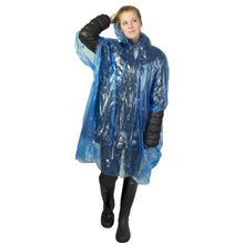 Load image into Gallery viewer, Ziva disposable rain poncho with storage pouch — Royal blue (detail)