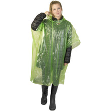 Load image into Gallery viewer, Ziva disposable rain poncho with storage pouch — Lime (detail)