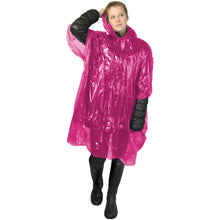Load image into Gallery viewer, Ziva disposable rain poncho with storage pouch — Pink (detail)