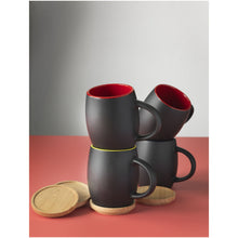 Load image into Gallery viewer, Hearth 400 ml ceramic mug with wooden coaster — lifestyle