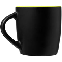 Load image into Gallery viewer, Riviera 340 ml ceramic mug — Black / Lime (back)