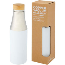 Load image into Gallery viewer, Hulan 540 ml copper vacuum insulated stainless steel bottle with bamboo lid — White (detail 2)