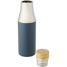 Load image into Gallery viewer, Hulan 540 ml copper vacuum insulated stainless steel bottle with bamboo lid — Ice blue (detail)