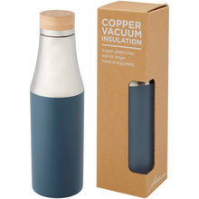 Load image into Gallery viewer, Hulan 540 ml copper vacuum insulated stainless steel bottle with bamboo lid — Ice blue (detail 2)