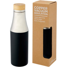 Load image into Gallery viewer, Hulan 540 ml copper vacuum insulated stainless steel bottle with bamboo lid — Black (detail 2)