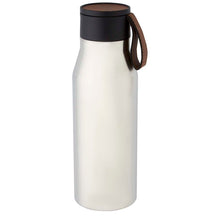 Load image into Gallery viewer, Ljungan 500 ml copper vacuum insulated stainless steel bottle with PU leather strap and lid — Silver
