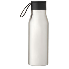 Load image into Gallery viewer, Ljungan 500 ml copper vacuum insulated stainless steel bottle with PU leather strap and lid — Silver (back)
