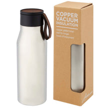Load image into Gallery viewer, Ljungan 500 ml copper vacuum insulated stainless steel bottle with PU leather strap and lid — Silver (detail 2)