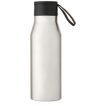 Load image into Gallery viewer, Ljungan 500 ml copper vacuum insulated stainless steel bottle with PU leather strap and lid — Silver (front)