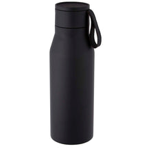 Load image into Gallery viewer, Ljungan 500 ml copper vacuum insulated stainless steel bottle with PU leather strap and lid — Black