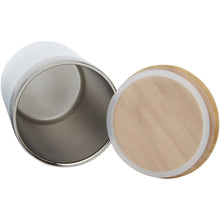Load image into Gallery viewer, Lagan 330 ml copper vacuum insulated stainless steel tumbler with bamboo lid — White (detail 2)