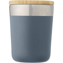 Load image into Gallery viewer, Lagan 330 ml copper vacuum insulated stainless steel tumbler with bamboo lid — Ice blue (front)