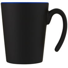 Load image into Gallery viewer, Oli 360 ml ceramic mug with handle — Blue / Black (front)