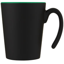 Load image into Gallery viewer, Oli 360 ml ceramic mug with handle — Green / Black (front)