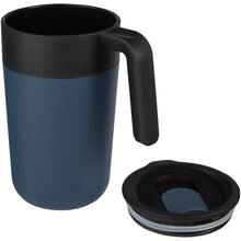 Load image into Gallery viewer, Nordia 400 ml double-wall recycled mug — Dark blue (detail)