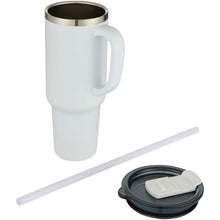 Load image into Gallery viewer, Sydney 1200 ml double wall RCS certified copper vacuum insulated tumbler with straw — White (detail)