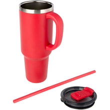 Load image into Gallery viewer, Sydney 1200 ml double wall RCS certified copper vacuum insulated tumbler with straw — Red (detail)