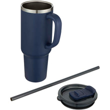 Load image into Gallery viewer, Sydney 1200 ml double wall RCS certified copper vacuum insulated tumbler with straw — Navy (detail)