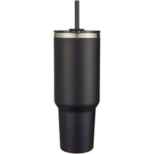 Load image into Gallery viewer, Sydney 1200 ml double wall RCS certified copper vacuum insulated tumbler with straw — Black (front)