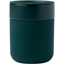 Load image into Gallery viewer, Java 330 ml ceramic tumbler with silicone wrap and plastic lid — Green (front)