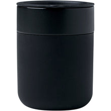 Load image into Gallery viewer, Java 330 ml ceramic tumbler with silicone wrap and plastic lid — Black (front)