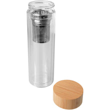 Load image into Gallery viewer, Bailey 400 ml borsilicate glass infuser bottle with bamboo lid — Transparent clear (detail)