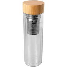 Load image into Gallery viewer, Bailey 400 ml borsilicate glass infuser bottle with bamboo lid — Transparent clear
