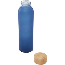 Load image into Gallery viewer, Lume 500 ml matte soda lime glass bottle with bamboo lid   — Ocean blue (detail)