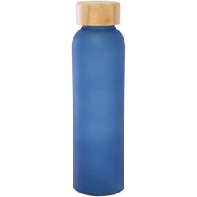 Load image into Gallery viewer, Lume 500 ml matte soda lime glass bottle with bamboo lid   — Ocean blue (front)