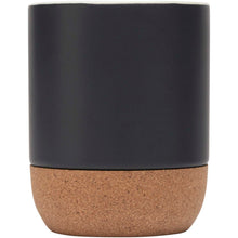 Load image into Gallery viewer, Billie 300 ml ceramic mug with cork details and matt finish — Black (front)