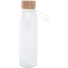 Load image into Gallery viewer, Porto 500 ml glass water bottle with silicone handle and bamboo lid  — Transparent clear (front)