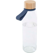 Load image into Gallery viewer, Porto 500 ml glass water bottle with silicone handle and bamboo lid  — Ocean blue