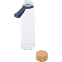Load image into Gallery viewer, Porto 500 ml glass water bottle with silicone handle and bamboo lid  — Ocean blue (detail)