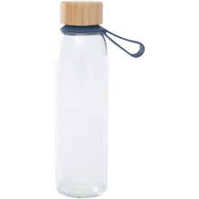 Load image into Gallery viewer, Porto 500 ml glass water bottle with silicone handle and bamboo lid  — Ocean blue (front)