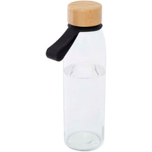 Load image into Gallery viewer, Porto 500 ml glass water bottle with silicone handle and bamboo lid  — Black