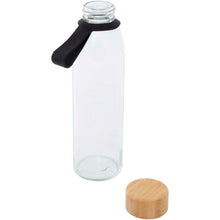 Load image into Gallery viewer, Porto 500 ml glass water bottle with silicone handle and bamboo lid  — Black (detail)