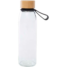 Load image into Gallery viewer, Porto 500 ml glass water bottle with silicone handle and bamboo lid  — Black (front)
