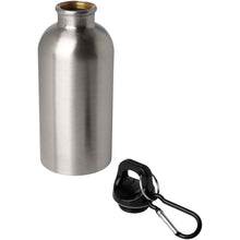 Load image into Gallery viewer, Oregon 400 ml RCS certified single wall stainless steel water bottle with carabiner — Silver (detail)