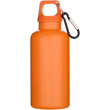 Load image into Gallery viewer, Oregon 400 ml solid colour RCS recycled plastic water bottle with carabiner  — Orange (front)