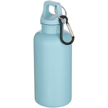 Load image into Gallery viewer, Oregon 400 ml solid colour RCS recycled plastic water bottle with carabiner  — Cloud Blue