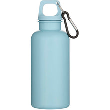 Load image into Gallery viewer, Oregon 400 ml solid colour RCS recycled plastic water bottle with carabiner  — Cloud Blue (front)