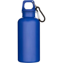Load image into Gallery viewer, Oregon 400 ml solid colour RCS recycled plastic water bottle with carabiner  — Dark blue (front)
