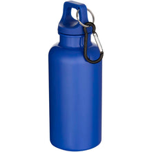 Load image into Gallery viewer, Oregon 400 ml solid colour RCS recycled plastic water bottle with carabiner  — Dark blue