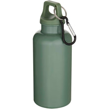 Load image into Gallery viewer, Oregon 400 ml solid colour RCS recycled plastic water bottle with carabiner  — Heather green