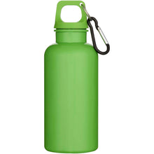 Load image into Gallery viewer, Oregon 400 ml solid colour RCS recycled plastic water bottle with carabiner  — Apple green (front)
