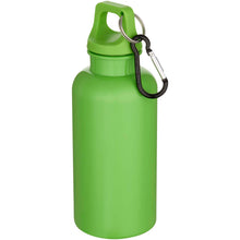 Load image into Gallery viewer, Oregon 400 ml solid colour RCS recycled plastic water bottle with carabiner  — Apple green