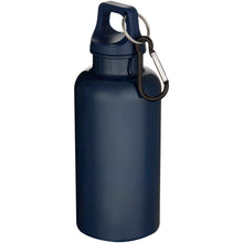 Load image into Gallery viewer, Oregon 400 ml solid colour RCS recycled plastic water bottle with carabiner  — Navy Blue