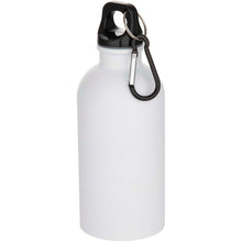 Load image into Gallery viewer, Oregon 400 ml matte RCS recycled single wall stainless steel water bottle with carabiner — White