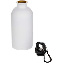 Load image into Gallery viewer, Oregon 400 ml matte RCS recycled single wall stainless steel water bottle with carabiner — White (detail)